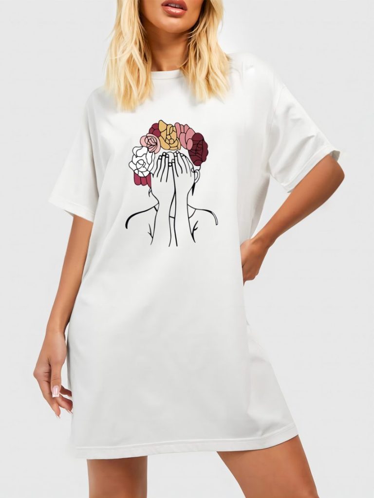 Beige Abstract Print Collared Tee