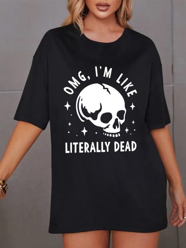 Brown Skull Print Tee