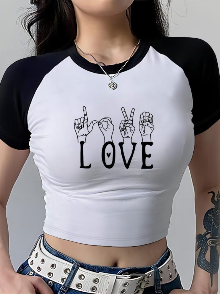 White Heart Print Crew Tee