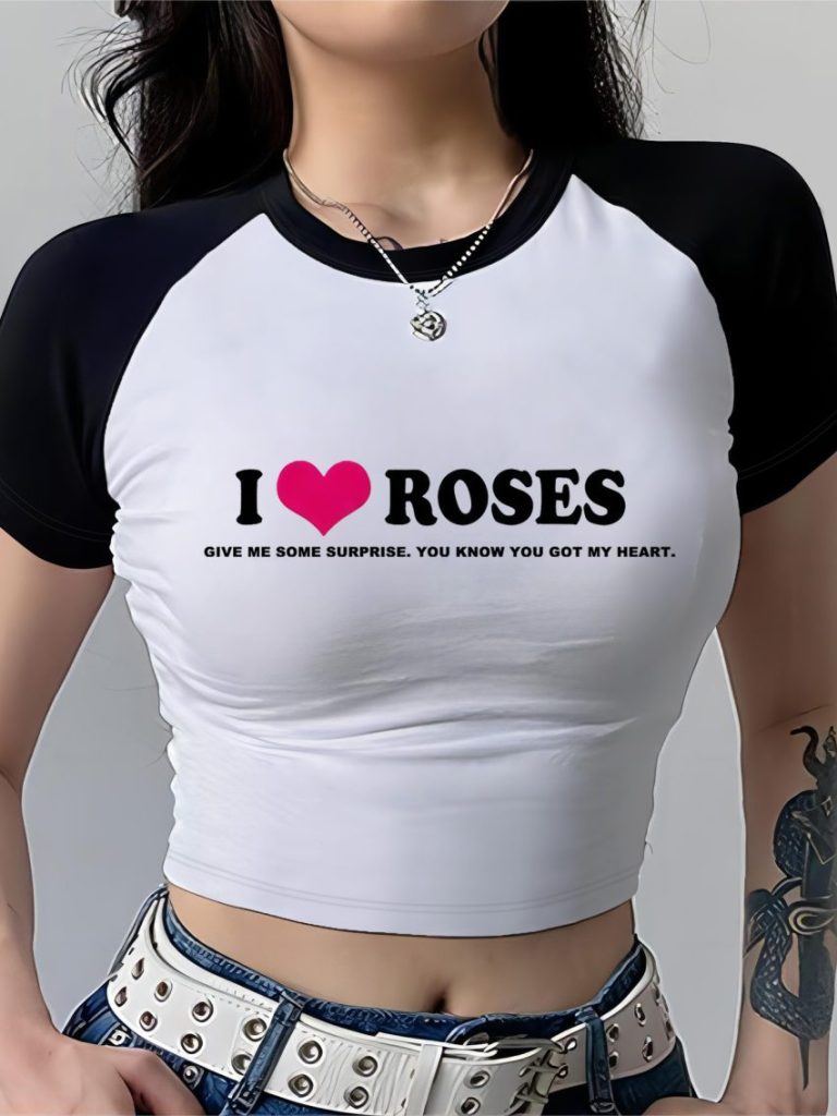 White Floral Print Crew Tee