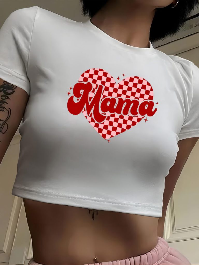 White Heart Print Crew Tee