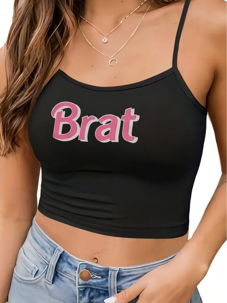 Pink Letter Print Halter Top