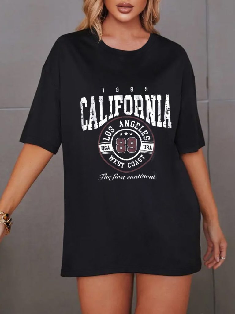 Brown Flag Print Crew Tee