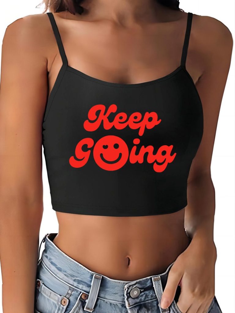 Red Smiley Print Off-Shoulder Top