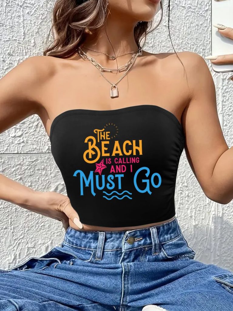 Orange Music Print Halter Top