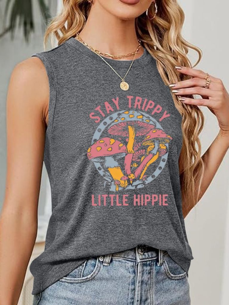 Gray Rainbow Print Off-Shoulder Top