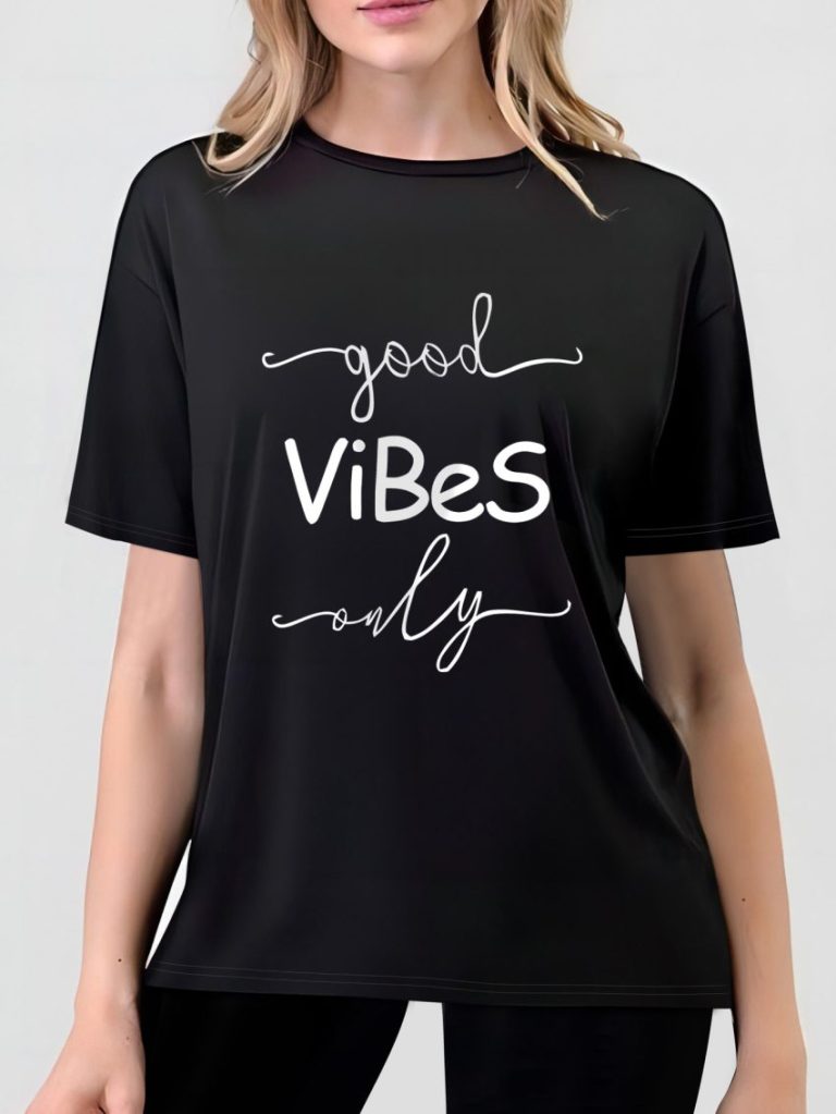 Multicolor Letter Print Crew Tee
