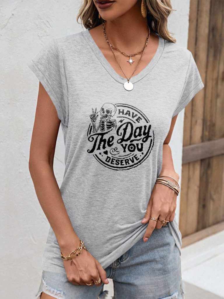 Gray Heart Print Crew Tee