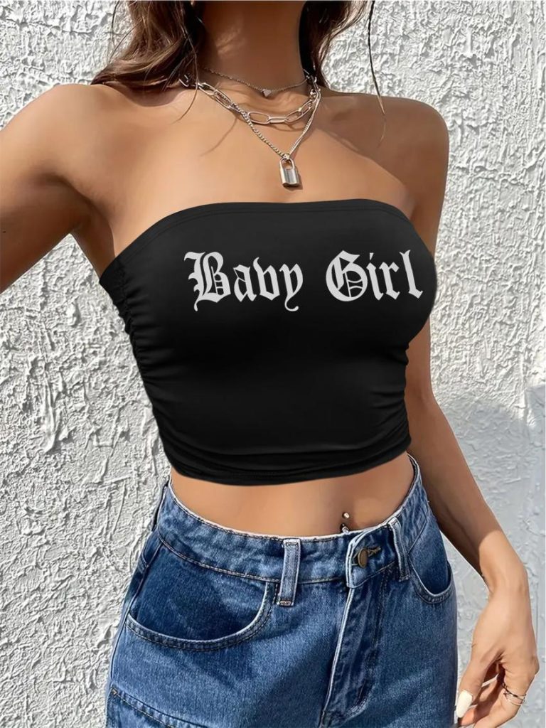 Gray Music Print Crew Top