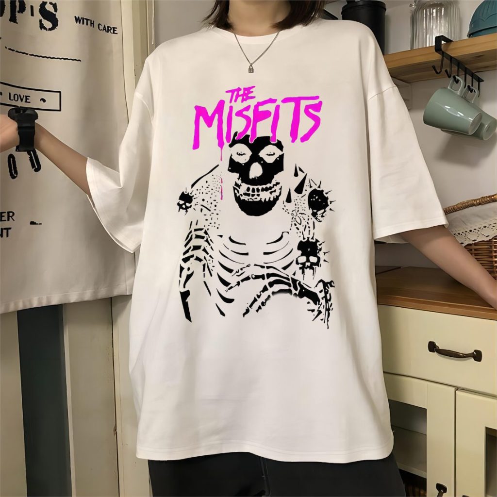Pink Skull Print Crew Tee