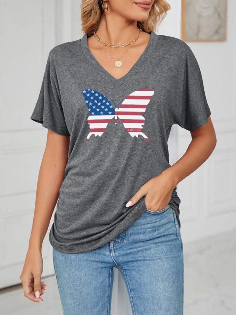 Brown Striped Short Sleeve Tee