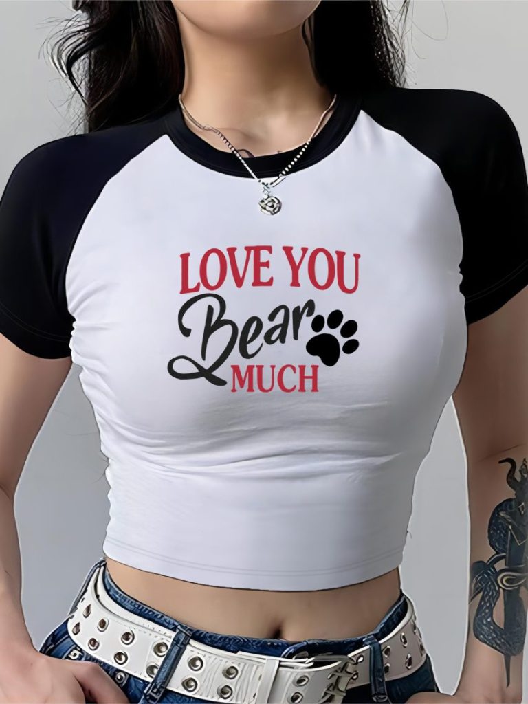 White Heart Print V-Neck Tee