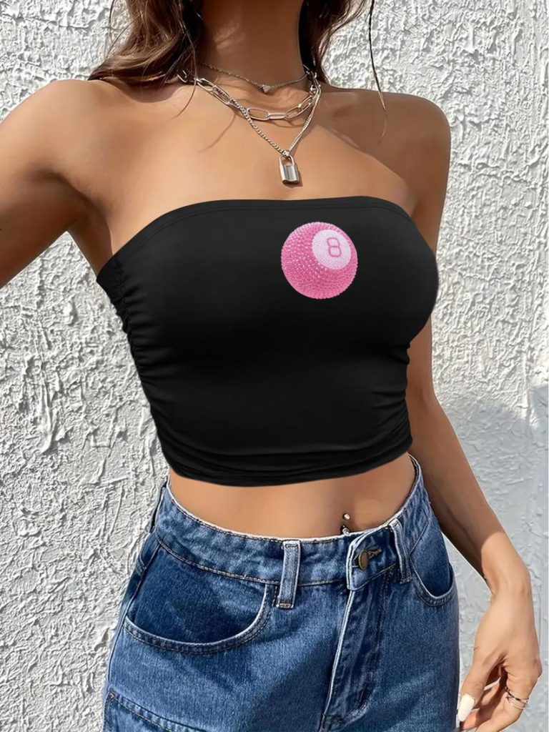 Pink Smiley Print Off-Shoulder Top