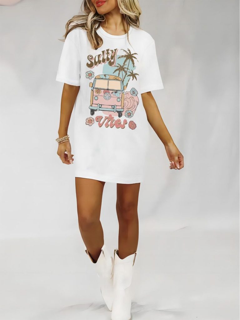 Beige Tropical Print Off-Shoulder Top
