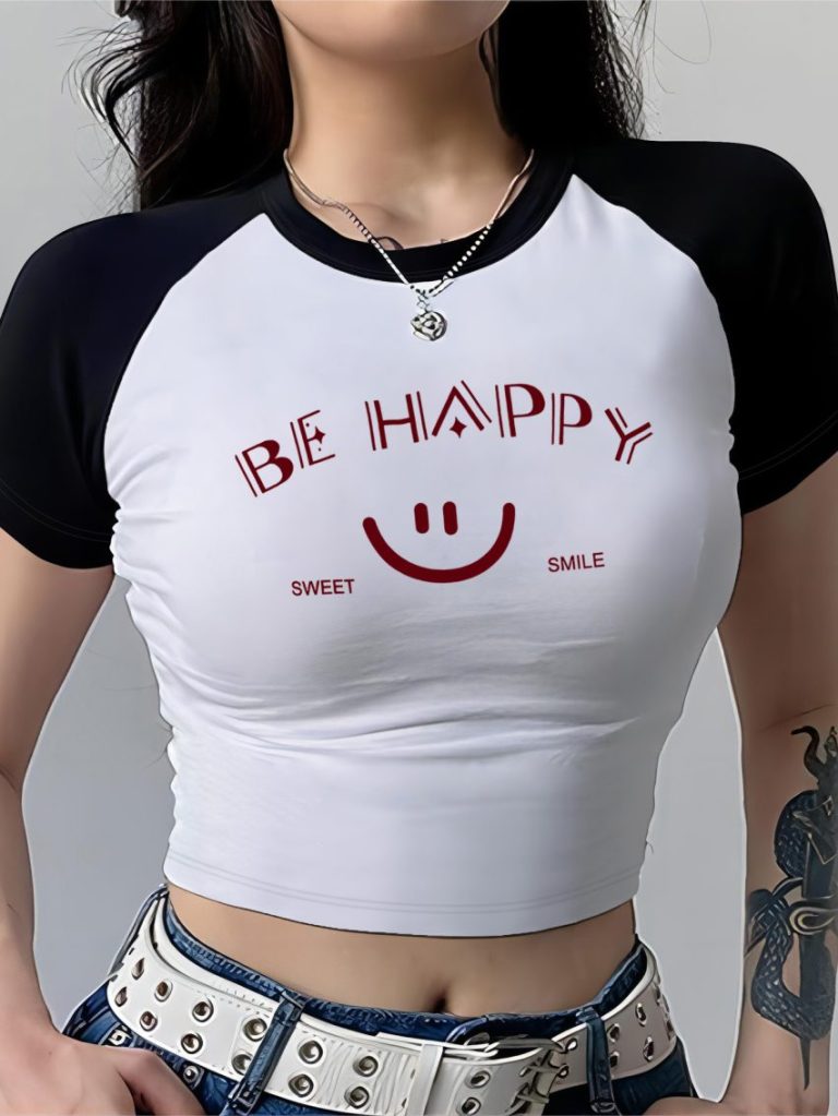 White Smiley Print Tee