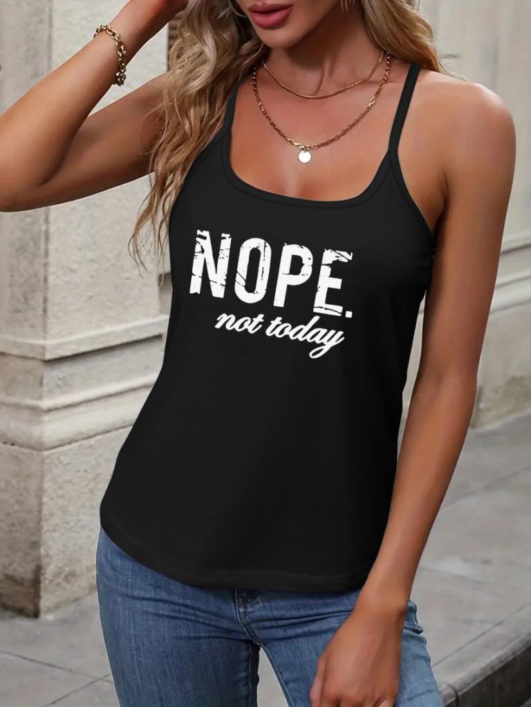 Black Letter Print Sleeveless Top