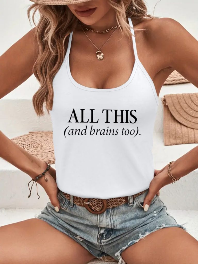 White Skull Print V-Neck Top