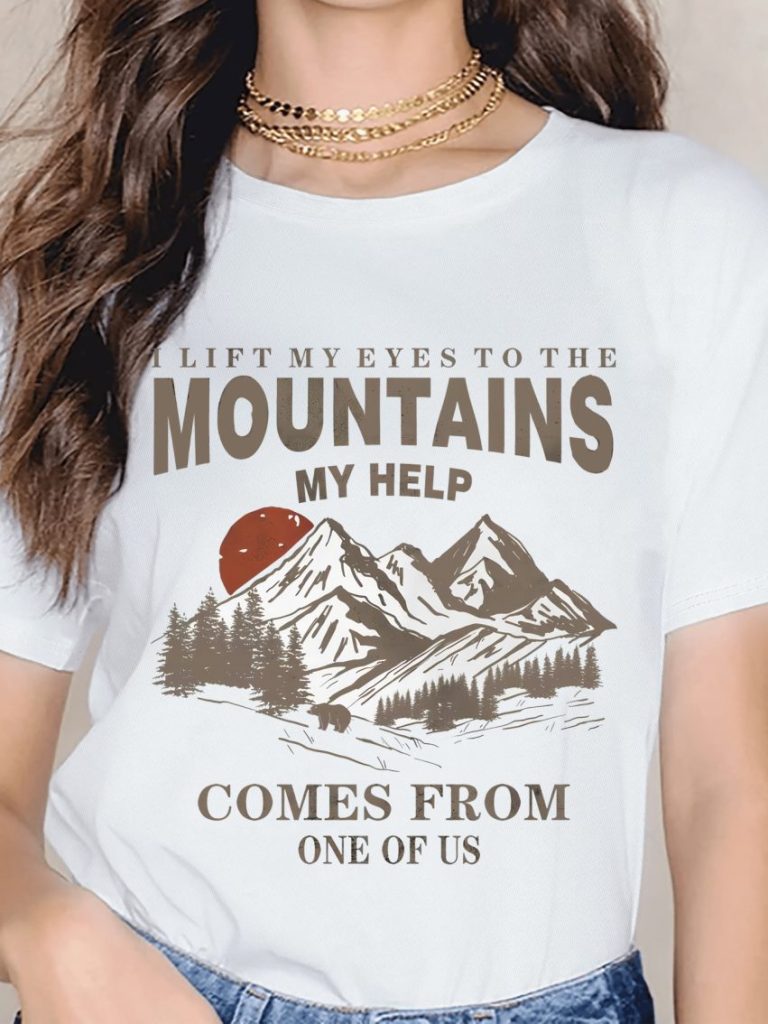 Brown Letter Print Off-Shoulder Top
