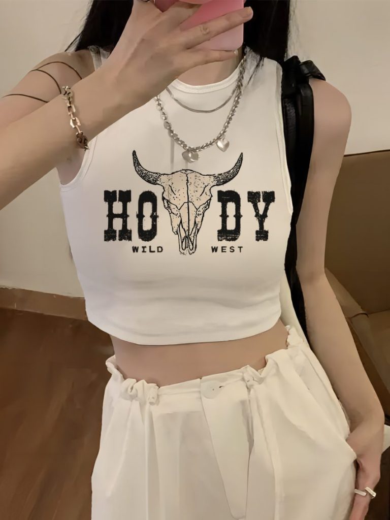 White Music Print Top