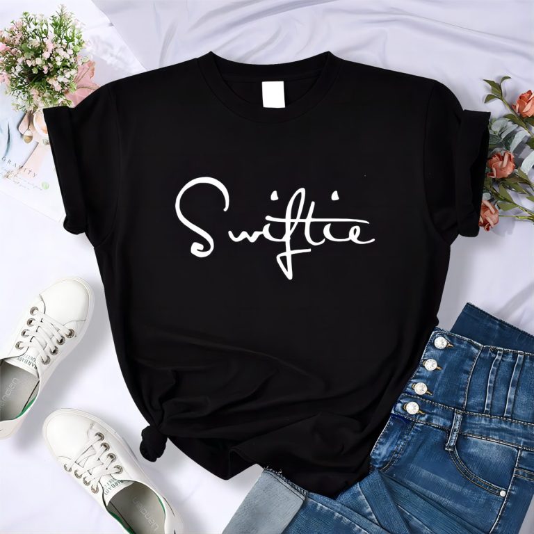 Black Letter Print Crew Tee