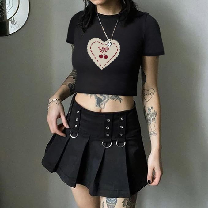 Heart Print Square Tee
