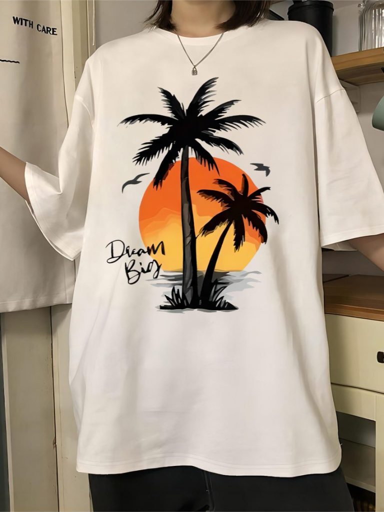 Orange Tropical Print Tee