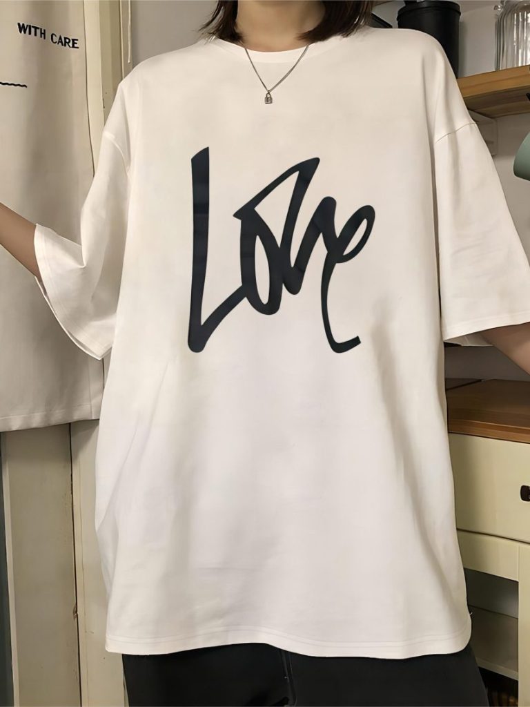 White Heart Print Crew Tee