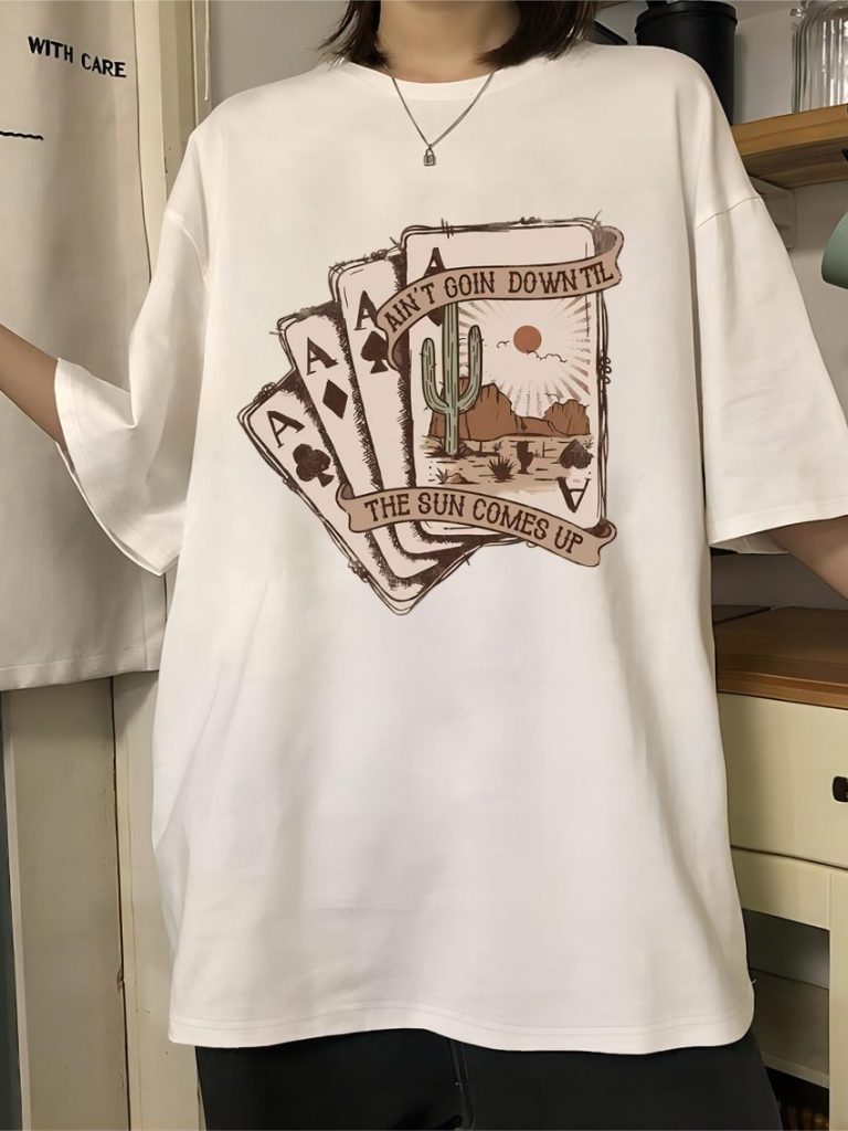 Brown Music Print Square Tee