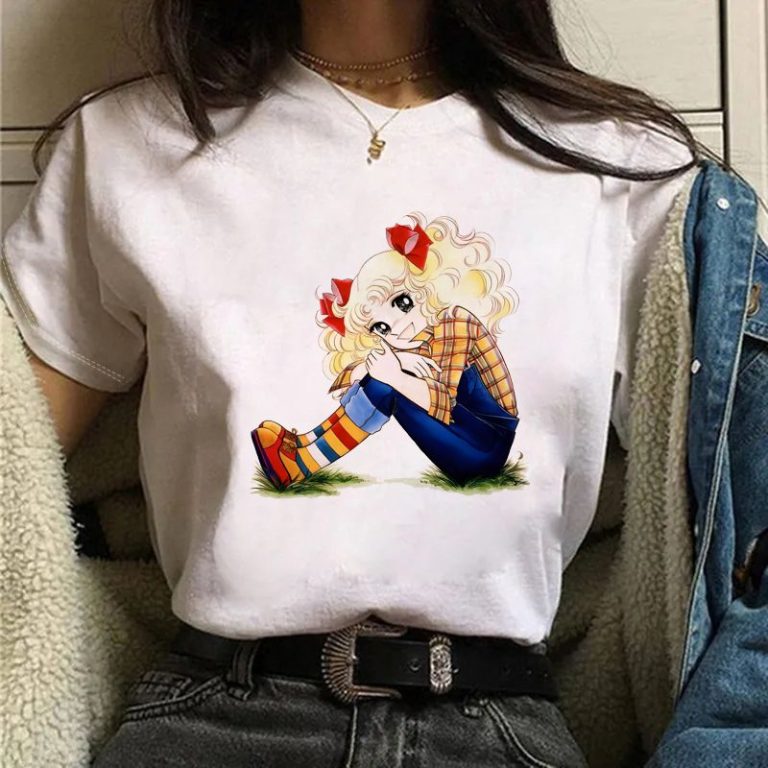 Beige Cartoon Print Crew Top