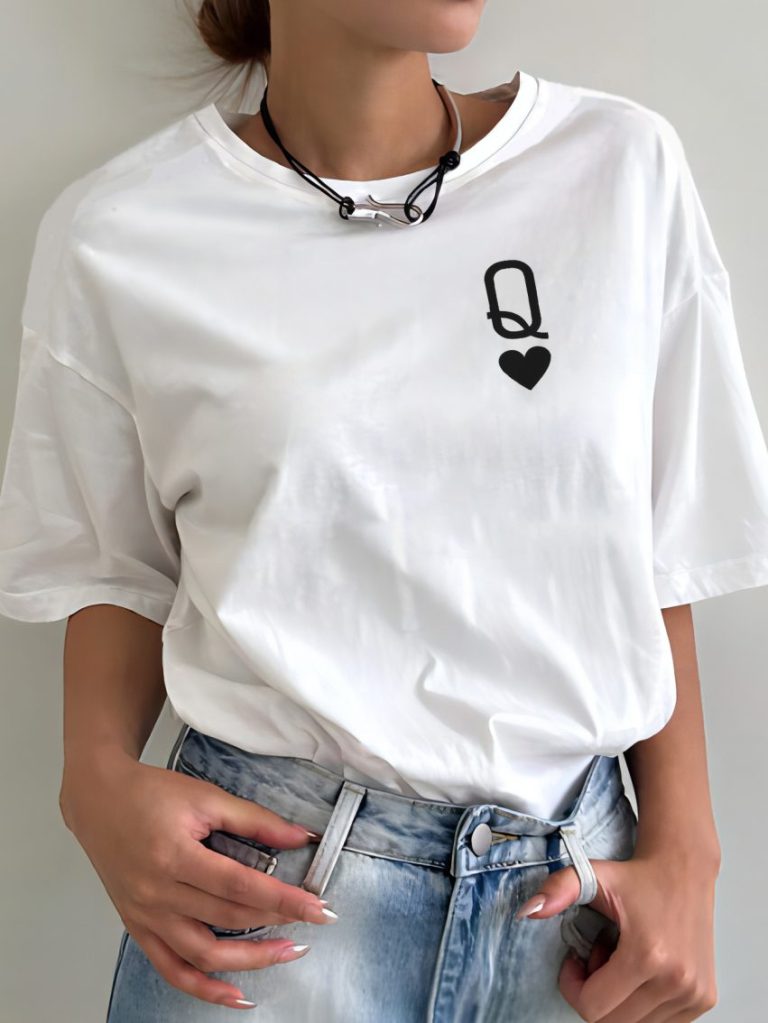 White Smiley Print Square Tee