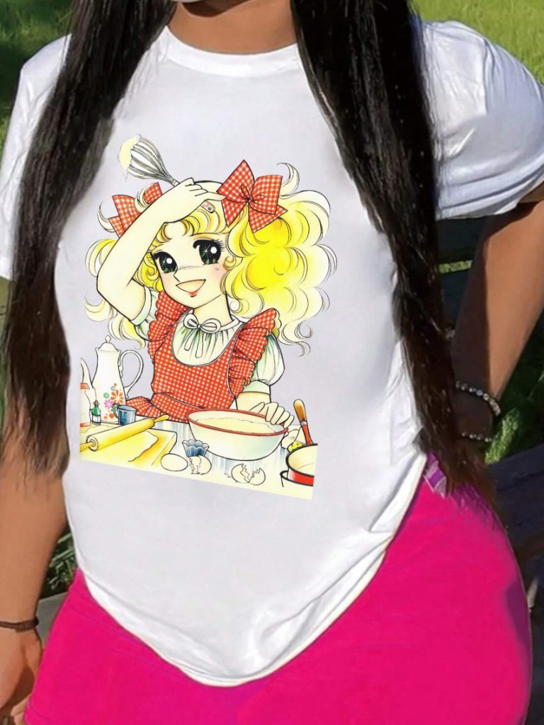 Yellow Cartoon Print Halter Tee