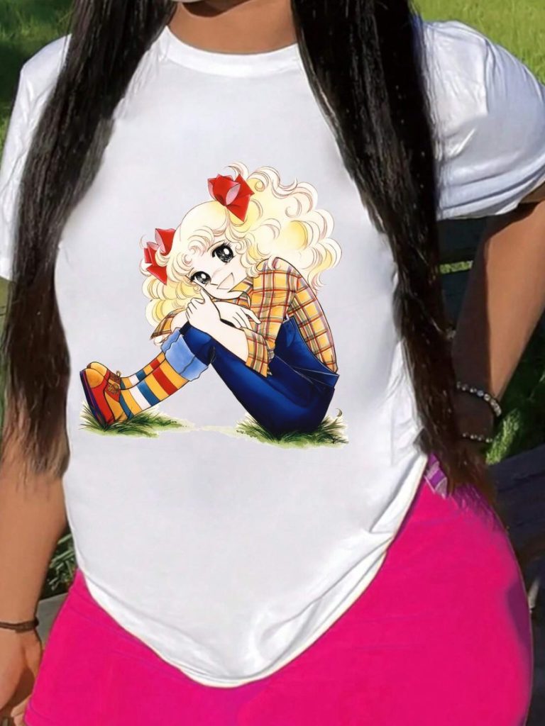 Multicolor Cartoon Print Square Tee