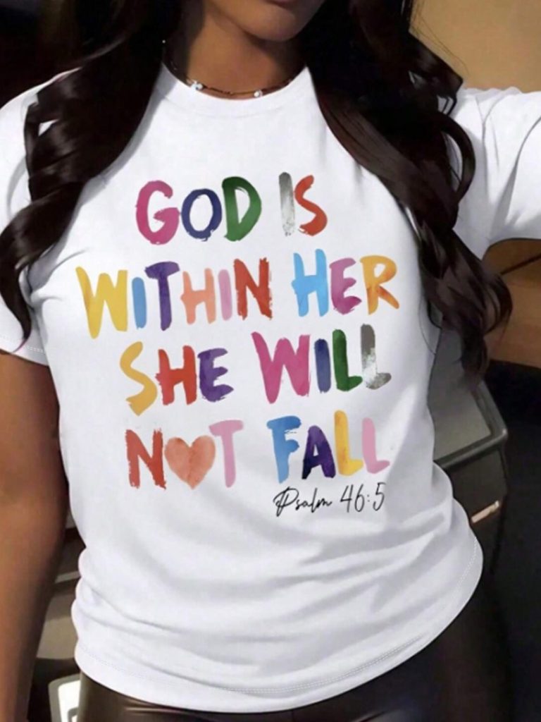 Brown Rainbow Print V-Neck Tee