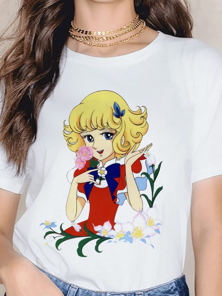 Multicolor Cartoon Print Collared Tee