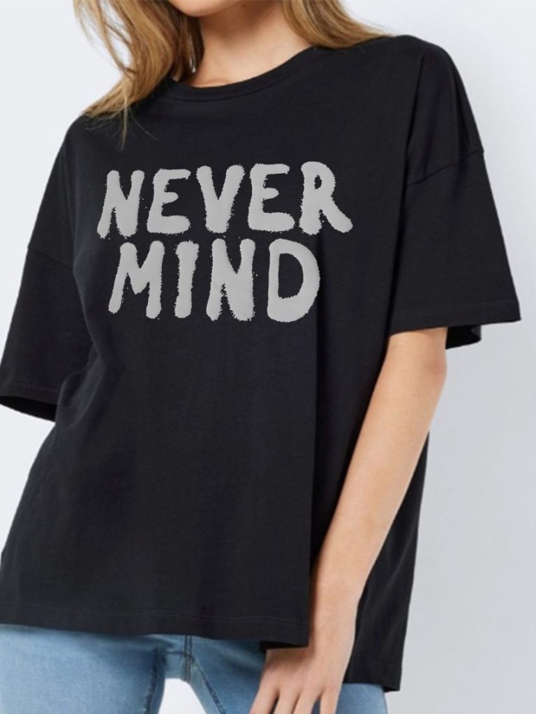 Black Letter Print Crew Top