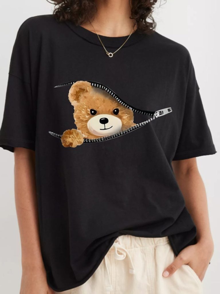 Brown Cartoon Print Tee