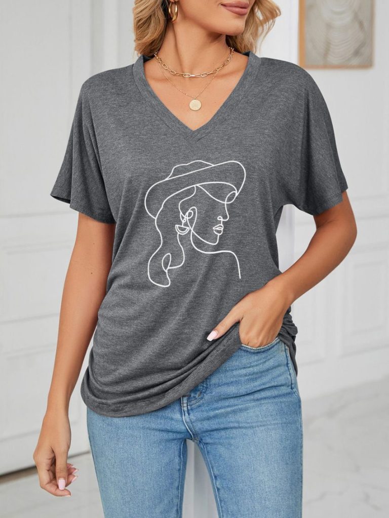 Gray Abstract Print Tee