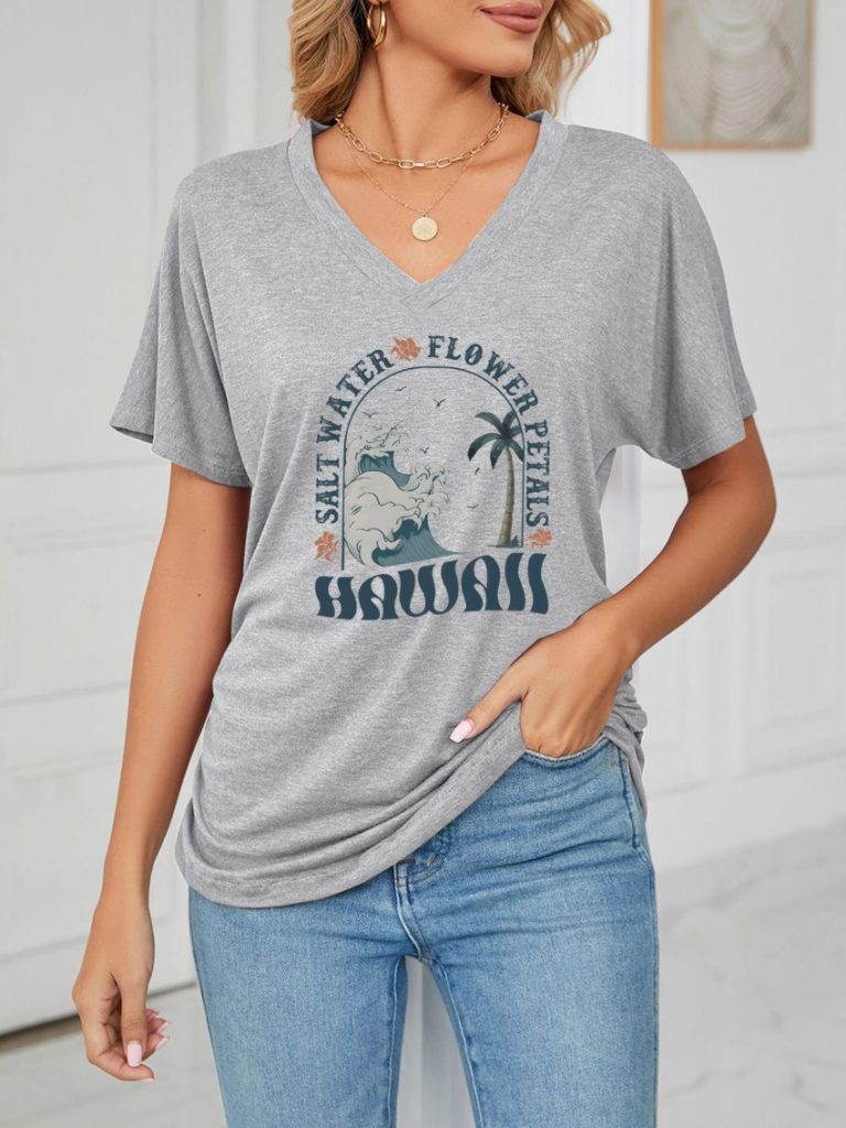 Gray Tropical Print Tee