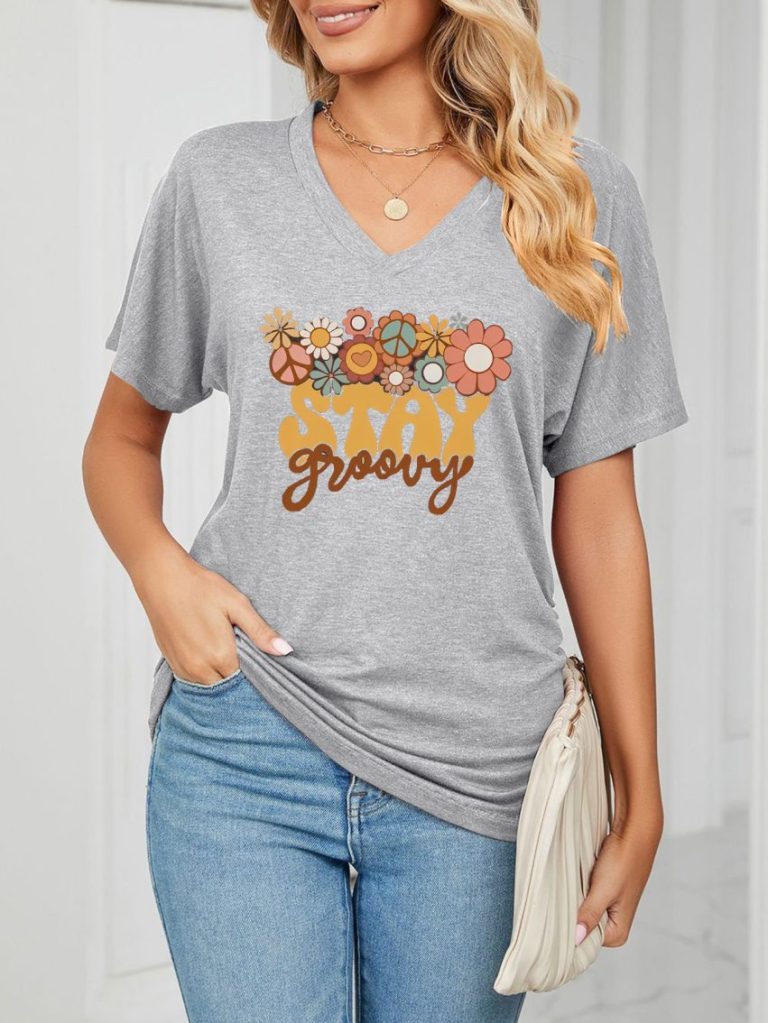 Multicolor Heart Print Crew Tee