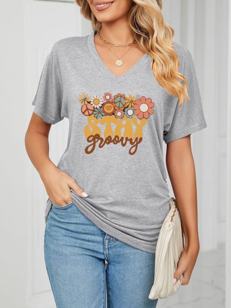 Multicolor Heart Print Crew Tee