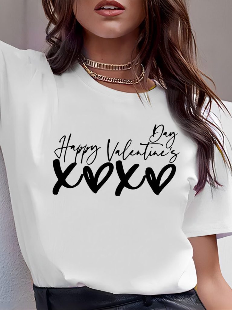 White Heart Print Collared Tee