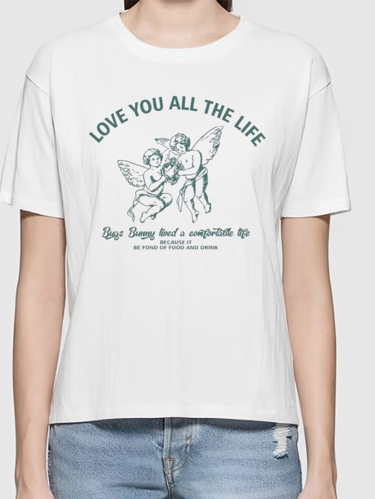 Beige Heart Print Crew Tee