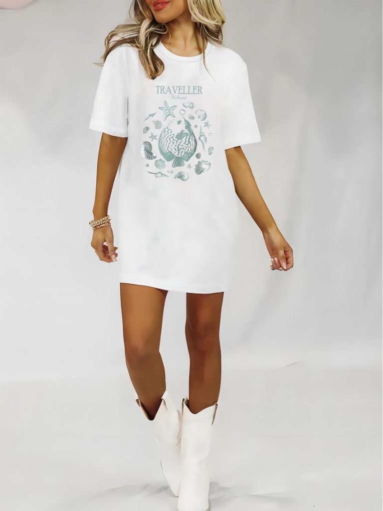 White Tropical Print Halter Tee