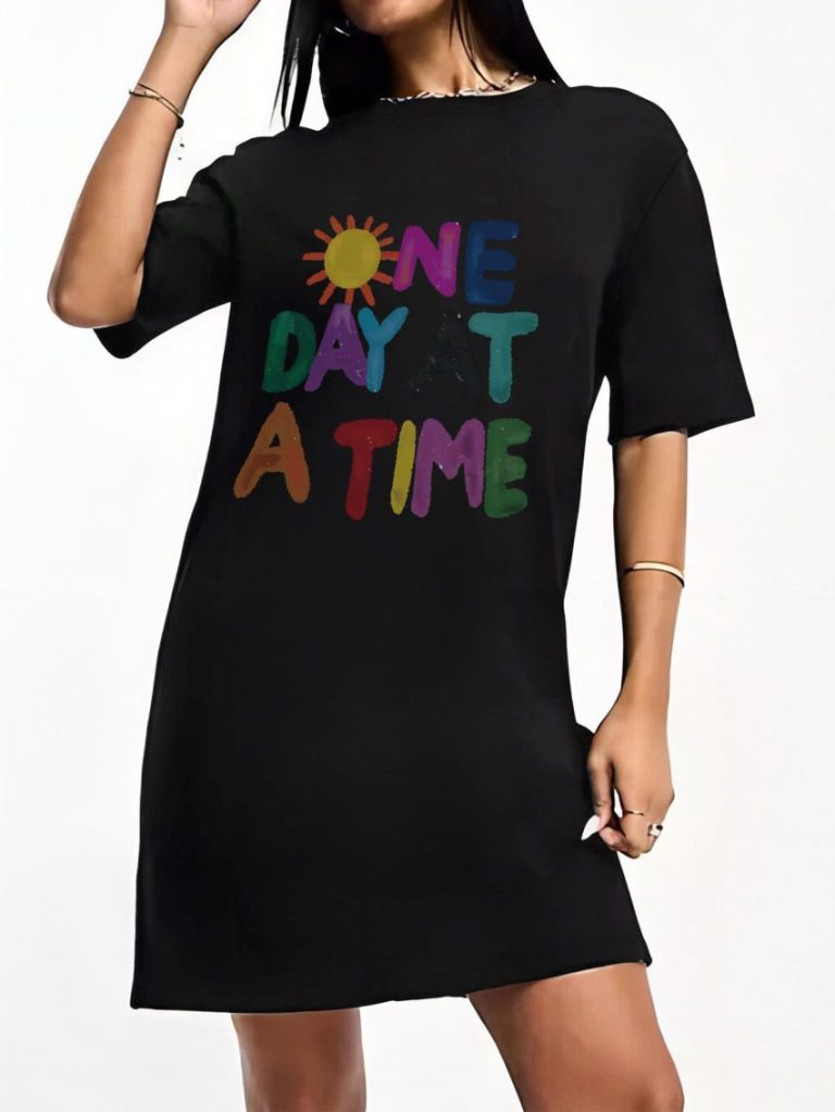 Brown Rainbow Print Collared Tee