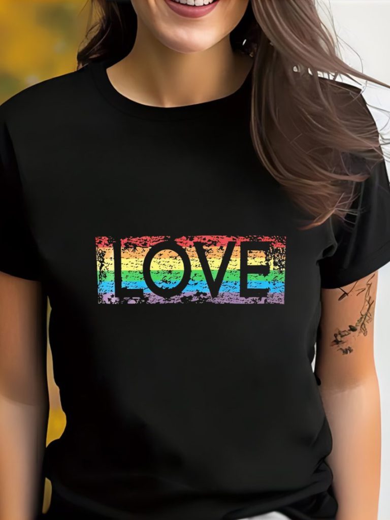 Rainbow Print Crew Tee