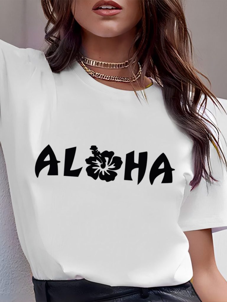 White Tropical Print Crew Tee