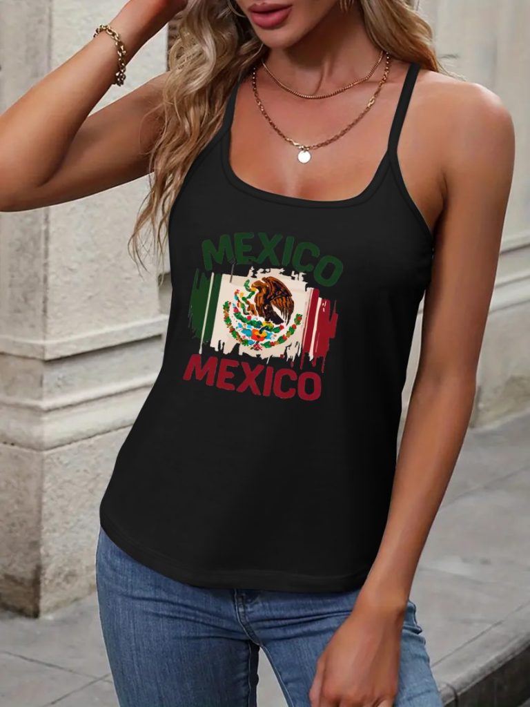 Multicolor Flag Print V-Neck Tee