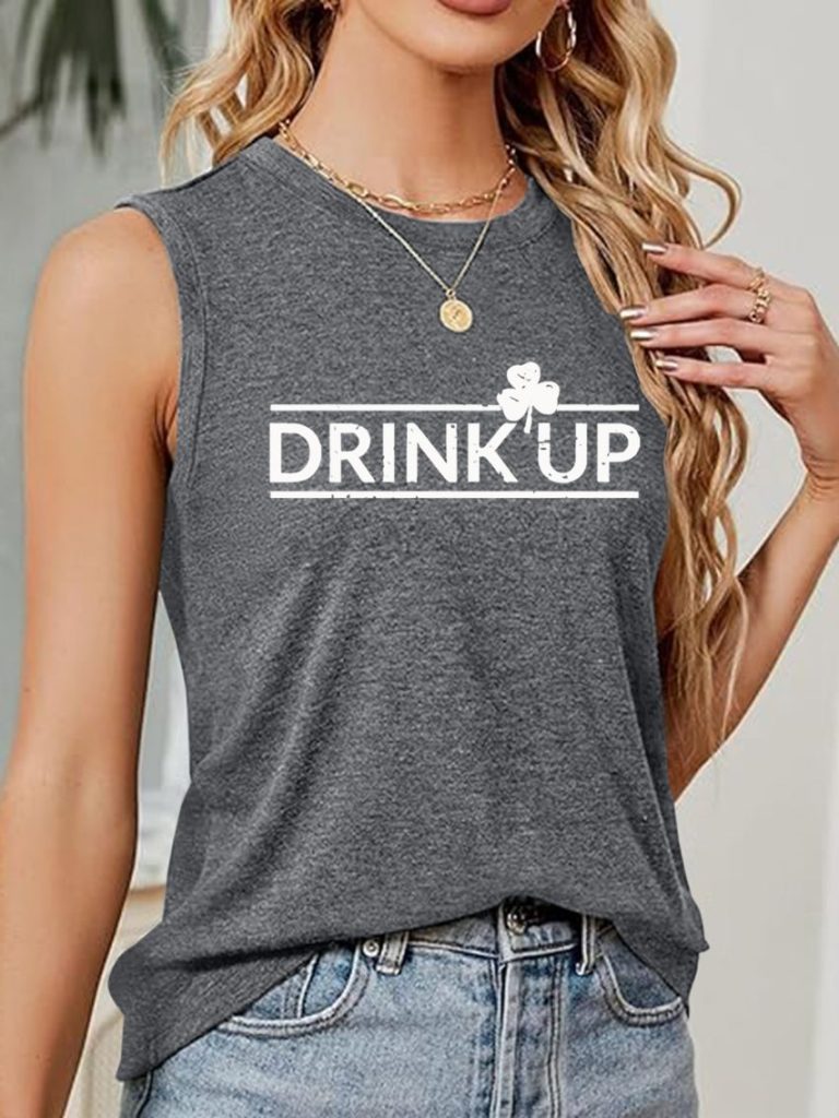 Gray Smiley Print Crew Top