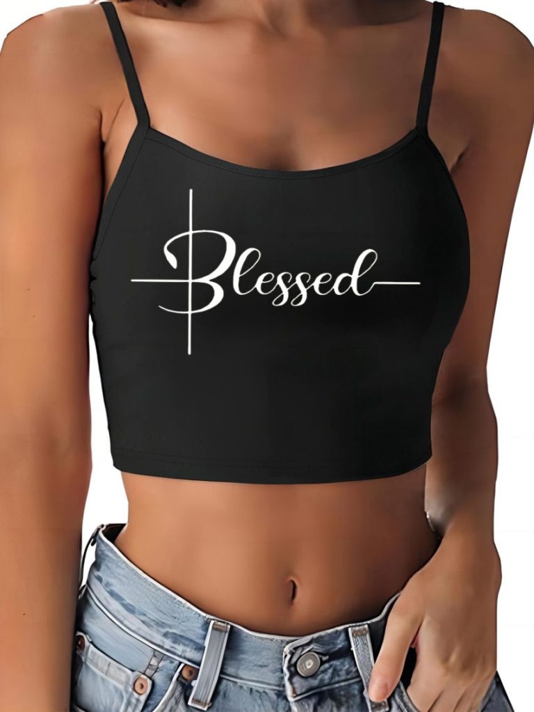 Black Letter Print Top