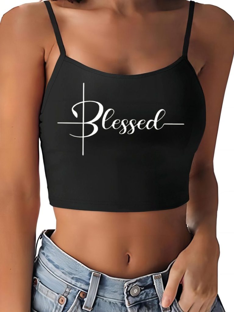 Black Letter Print Top
